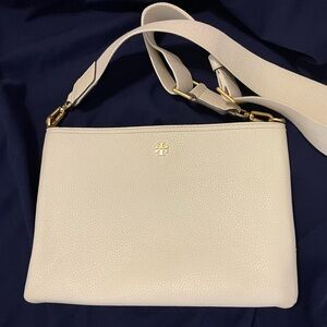 Tory Burch Ivory Crossbody Bag with Gold Accents